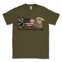 Army Green Peace Love American White Sea Eagle Classic Tee - LillyAllenDesigns