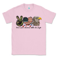 Bubblegum Pink Peace Love American White Sea Eagle Classic Tee - LillyAllenDesigns