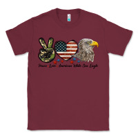 Burgundy Peace Love American White Sea Eagle Classic Tee - LillyAllenDesigns
