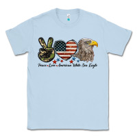 Dusty Blue Peace Love American White Sea Eagle Classic Tee - LillyAllenDesigns
