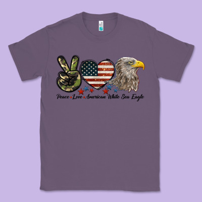 Peace Love American White Sea Eagle Classic Tee Designed By Lillyallendesigns