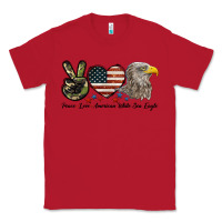 Red Peace Love American White Sea Eagle Classic Tee - LillyAllenDesigns