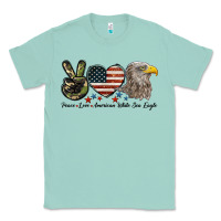 Seafoam Peace Love American White Sea Eagle Classic Tee - LillyAllenDesigns
