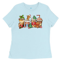 Baby Blue christmas gingerbread coffee cups Ladies Tee - Zillion Design Studio