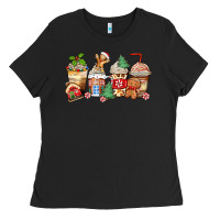 Black christmas gingerbread coffee cups Ladies Tee - Zillion Design Studio