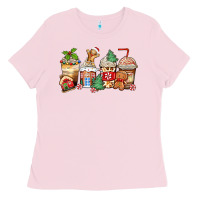 Bubblegum Pink christmas gingerbread coffee cups Ladies Tee - Zillion Design Studio