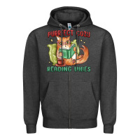 Charcoal Heather purrfect cozy reading vibes Zipper Hoodie - MaliasSmallBusiness