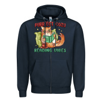 Navy purrfect cozy reading vibes Zipper Hoodie - MaliasSmallBusiness