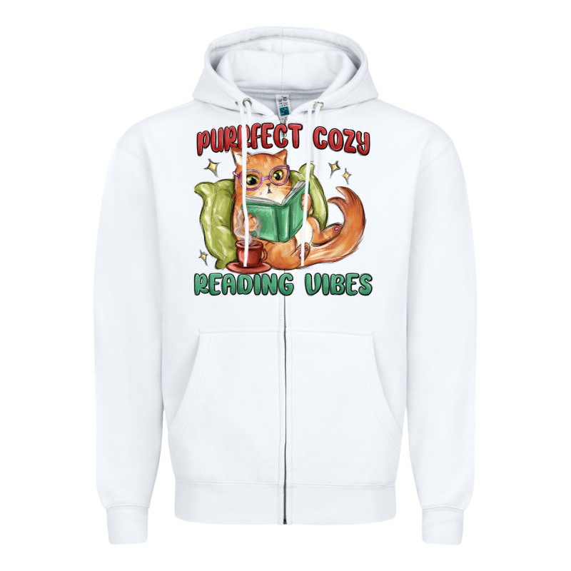 Purrfect Cozy Reading Vibes Zipper Hoodie by MaliasSmallBusiness | Teevron
