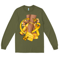 Army Green Childhood Cancer diva yellow ribbon Long Sleeve Tee - NancyCooperArtShop