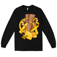 Black Childhood Cancer diva yellow ribbon Long Sleeve Tee - NancyCooperArtShop