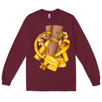 Burgundy Childhood Cancer diva yellow ribbon Long Sleeve Tee - NancyCooperArtShop
