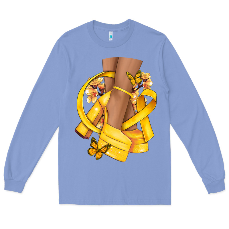 Childhood Cancer Diva Yellow Ribbon Long Sleeve Tee by NancyCooperArtShop | Teevron