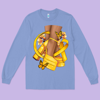 Childhood Cancer Diva Yellow Ribbon Long Sleeve Tee Designed By Nancycooperartshop
