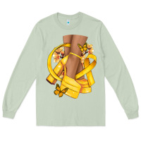 Matcha Childhood Cancer diva yellow ribbon Long Sleeve Tee - NancyCooperArtShop