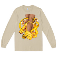 Mushroom Childhood Cancer diva yellow ribbon Long Sleeve Tee - NancyCooperArtShop
