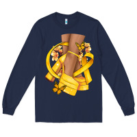 Navy Childhood Cancer diva yellow ribbon Long Sleeve Tee - NancyCooperArtShop