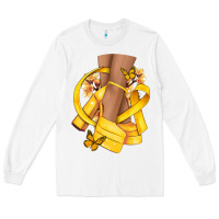 White Childhood Cancer diva yellow ribbon Long Sleeve Tee - NancyCooperArtShop