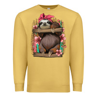 Antique Gold cute floral baby sloth Premium Sweatshirt - Jasminsmagicworld