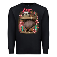 Black cute floral baby sloth Premium Sweatshirt - Jasminsmagicworld