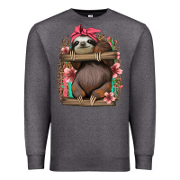 Charcoal Heather cute floral baby sloth Premium Sweatshirt - Jasminsmagicworld