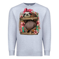 Heather Grey cute floral baby sloth Premium Sweatshirt - Jasminsmagicworld