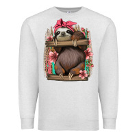 Oatmeal Heather cute floral baby sloth Premium Sweatshirt - Jasminsmagicworld