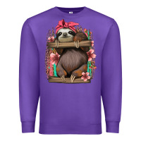 Purple cute floral baby sloth Premium Sweatshirt - Jasminsmagicworld
