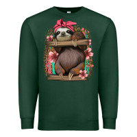 Sports Green cute floral baby sloth Premium Sweatshirt - Jasminsmagicworld