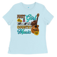 Baby Blue just a girl who loves country music Ladies Tee - texasbilliewilder