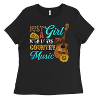 Black just a girl who loves country music Ladies Tee - texasbilliewilder