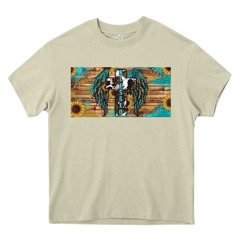 Western Blessed Cros Sunflowers Licence Plate Heavy Core Tee by RanaPortraitStore | Teevron