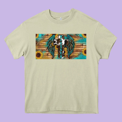Heavy Core Tee western blessed cros sunflowers licence plate