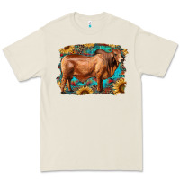 Bone brahman bull with aztec sunflower and leopard background Premium Tee - RanaPortraitStore