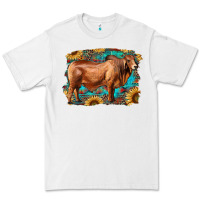 White brahman bull with aztec sunflower and leopard background Premium Tee - RanaPortraitStore