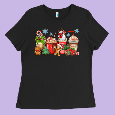 Christmas Coffee Cups Ladies Tee Designed By Zillion Design Studio