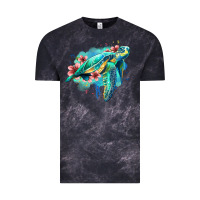 Cloud Black floral turtle Vintage Tee - Jasminsmagicworld