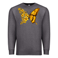 Charcoal Heather childhood cancer butterfly Premium Sweatshirt - Jasminsmagicworld