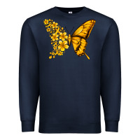Navy childhood cancer butterfly Premium Sweatshirt - Jasminsmagicworld