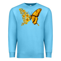 Ocean Blue childhood cancer butterfly Premium Sweatshirt - Jasminsmagicworld