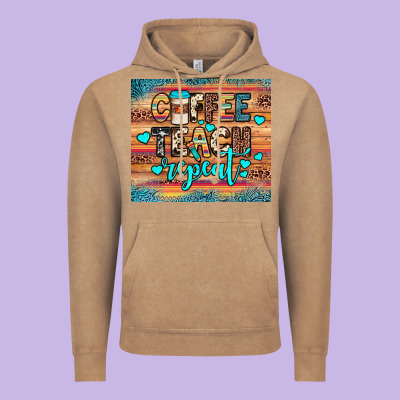 Coffee Teach Repeat Vintage Hoodie Designed By Jahusdesignshop