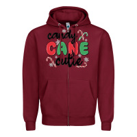 Burgundy candy cane cutie Zipper Hoodie - MaliasSmallBusiness