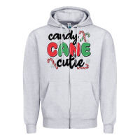 Heather Grey candy cane cutie Zipper Hoodie - MaliasSmallBusiness