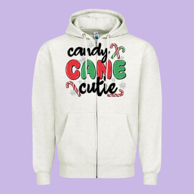 Candy Cane Cutie Zipper Hoodie Designed By Maliassmallbusiness