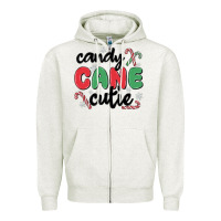 Oatmeal Heather candy cane cutie Zipper Hoodie - MaliasSmallBusiness