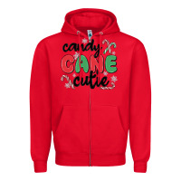 Red candy cane cutie Zipper Hoodie - MaliasSmallBusiness