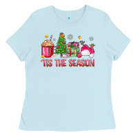 Baby Blue 'tis the season pink christmas Ladies Tee - Zillion Design Studio