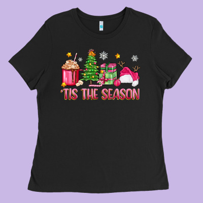 'tis The Season Pink Christmas Ladies Tee Designed By Zillion Design Studio