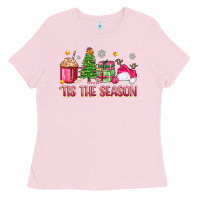 Bubblegum Pink 'tis the season pink christmas Ladies Tee - Zillion Design Studio