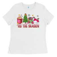 White 'tis the season pink christmas Ladies Tee - Zillion Design Studio